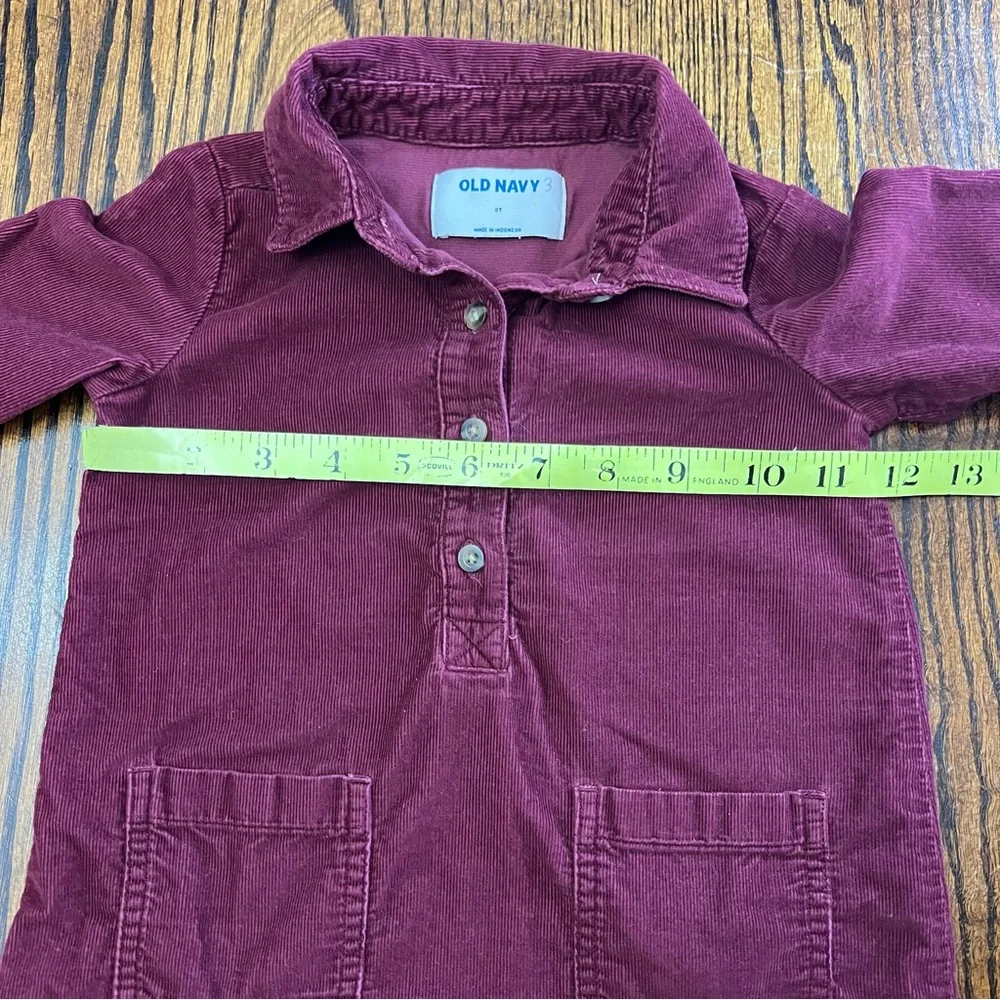 Old Navy Toddler Corduroy Shirt Dress Maroon Size 2T Christmas Holiday Sweet